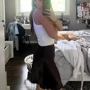 Babaton Brown slip mini skirt